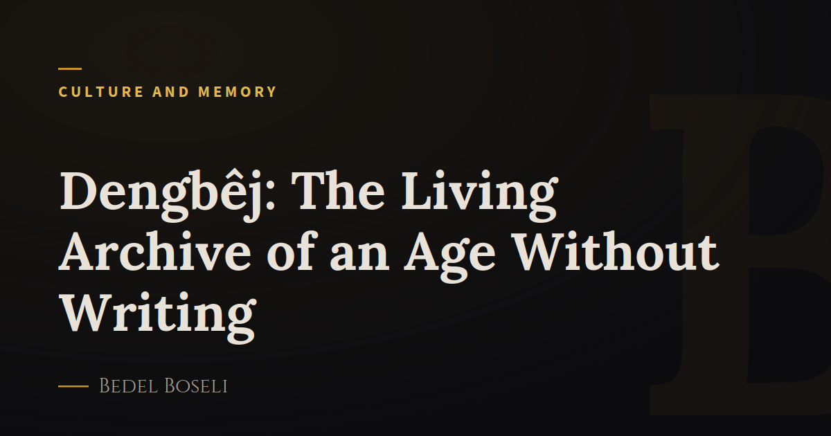 Dengbêj: The Living Archive of an Age Without Writing