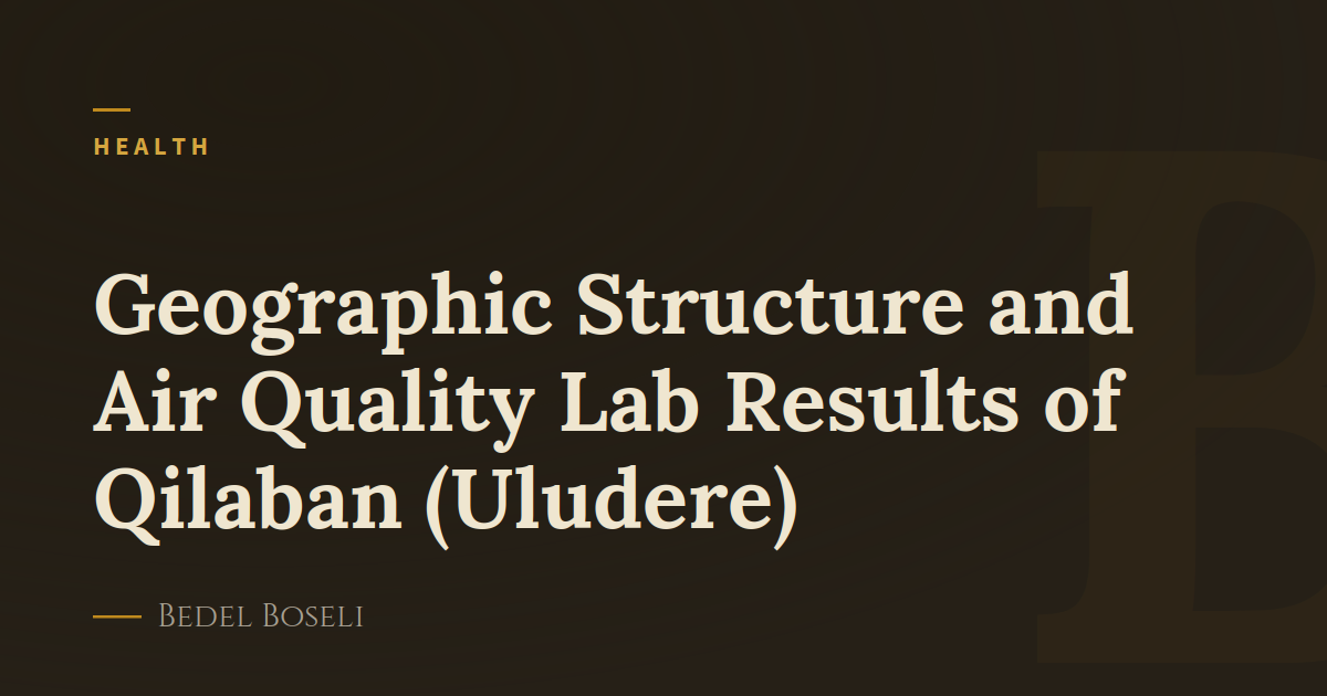 Geographic Structure and Air Quality Lab Results of Qilaban (Uludere)
